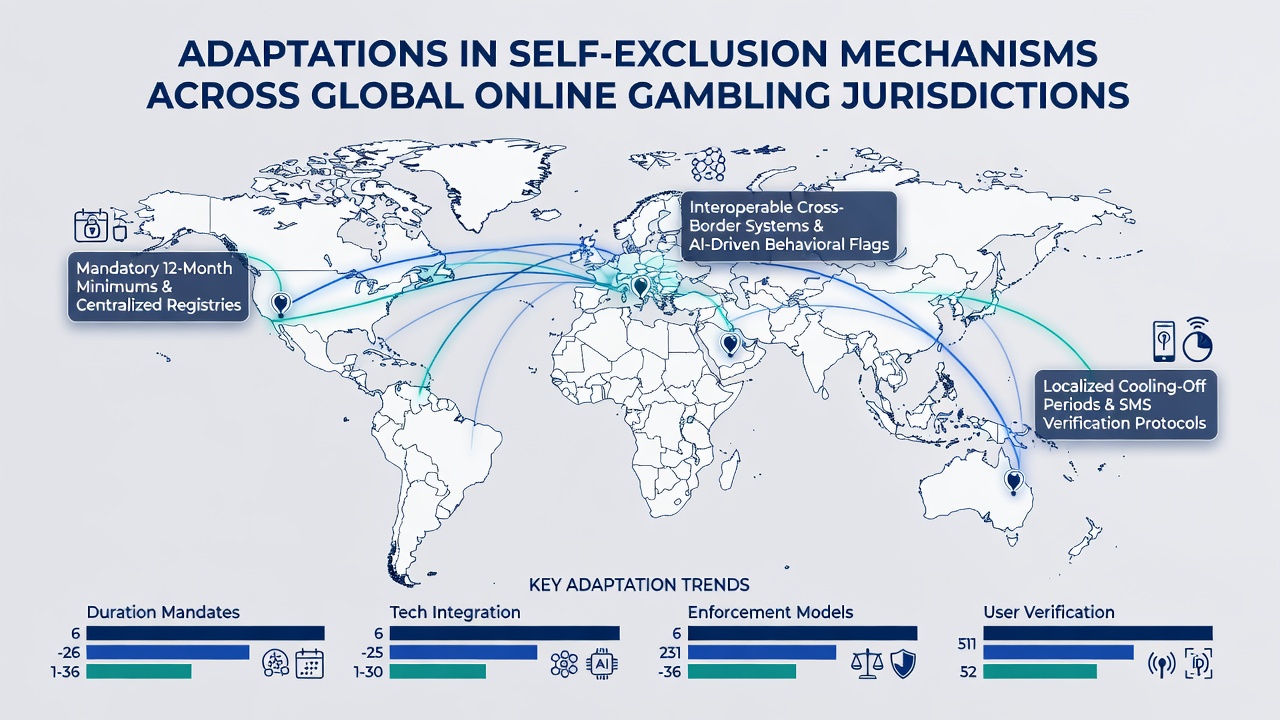 Comparison chart showing self-exclusion duration options across different global jurisdictions