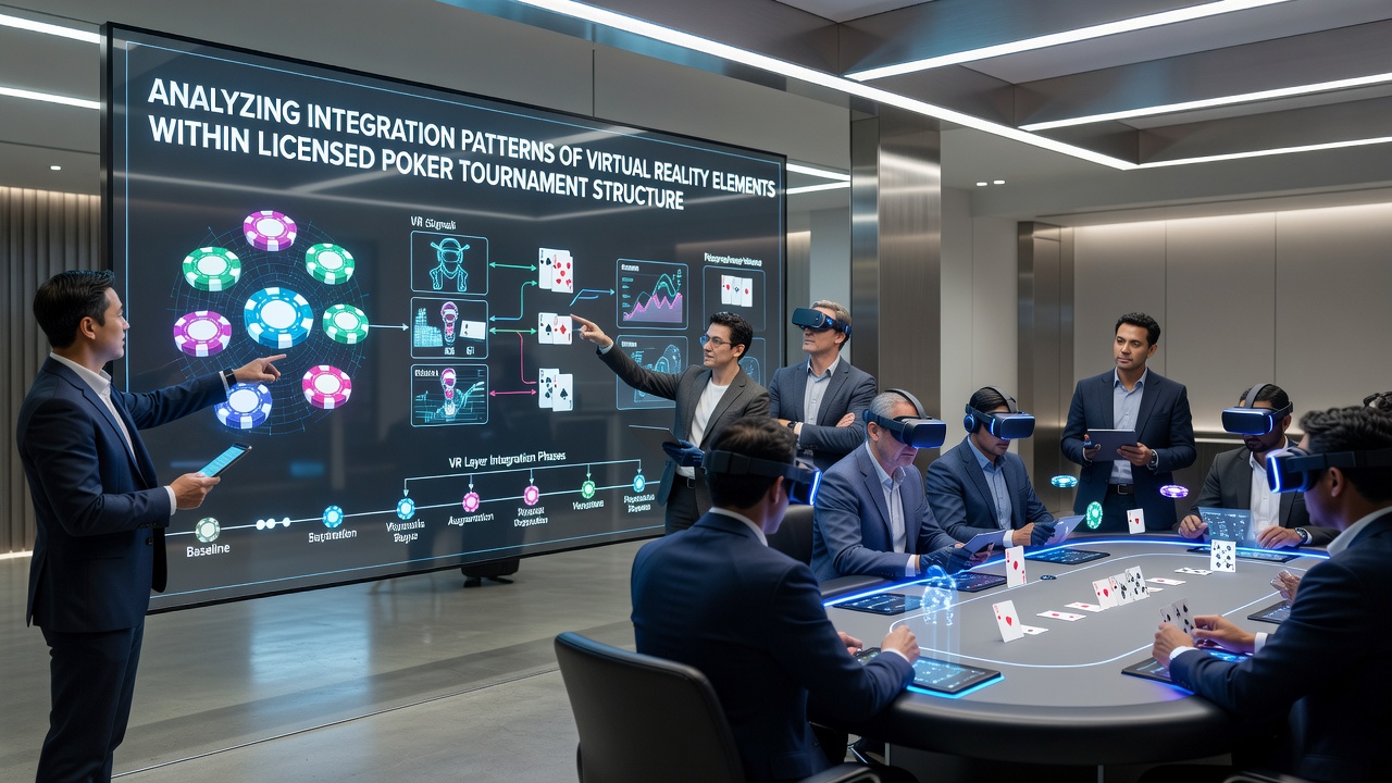 Players participating in a virtual reality poker tournament through headsets on a licensed European platform