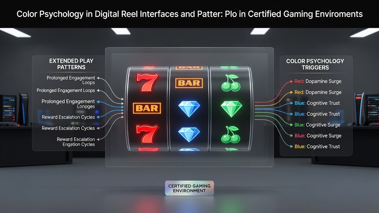 Digital reel interface showcasing color variations in a certified gaming platform