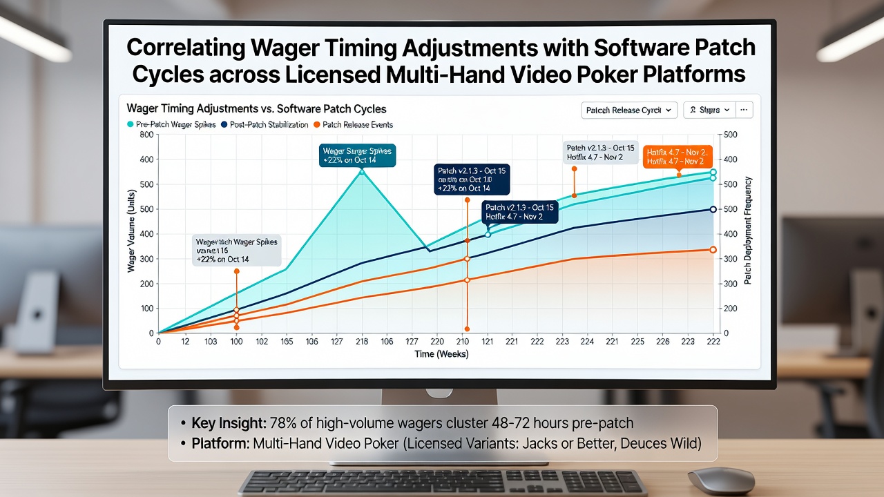 Analytics dashboard displaying wager timing data correlated with recent software patch cycles on video poker platforms