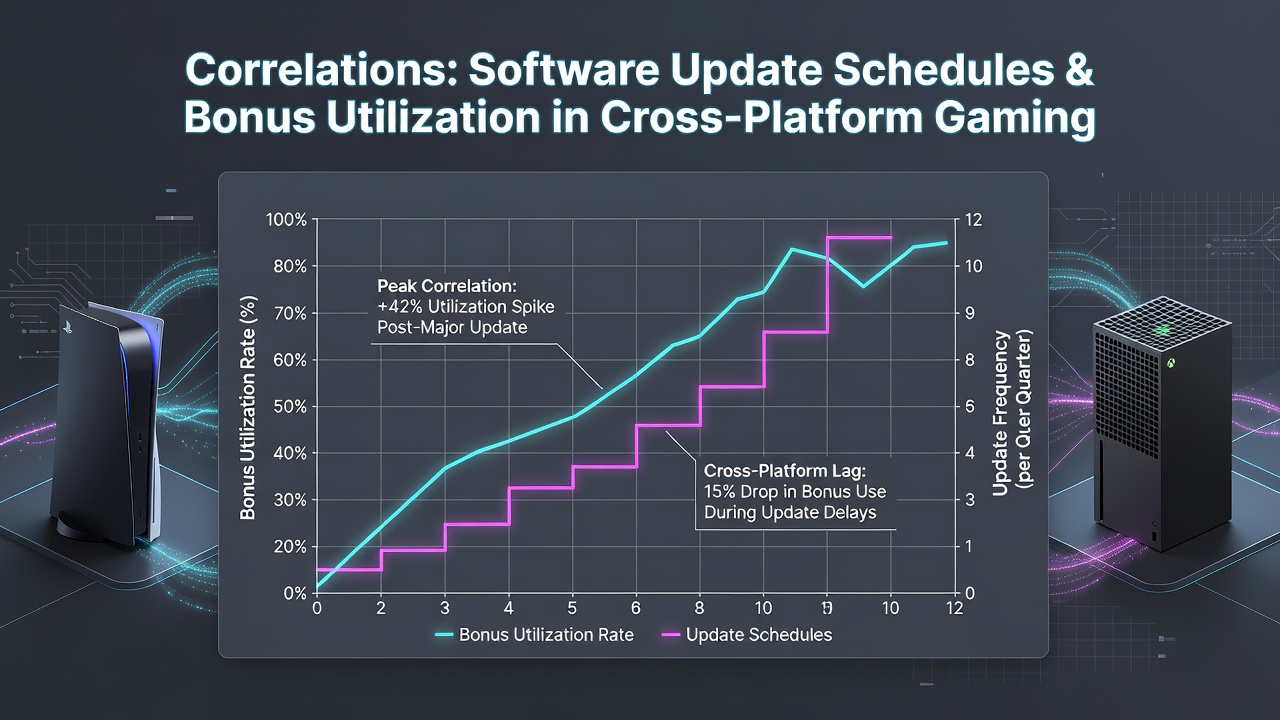 Analytics dashboard comparing pre-update and post-update bonus redemption percentages in cross-platform gaming sessions