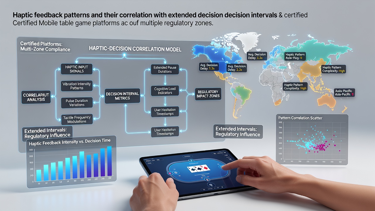 Illustration of haptic feedback patterns in mobile table game interfaces across regulatory zones