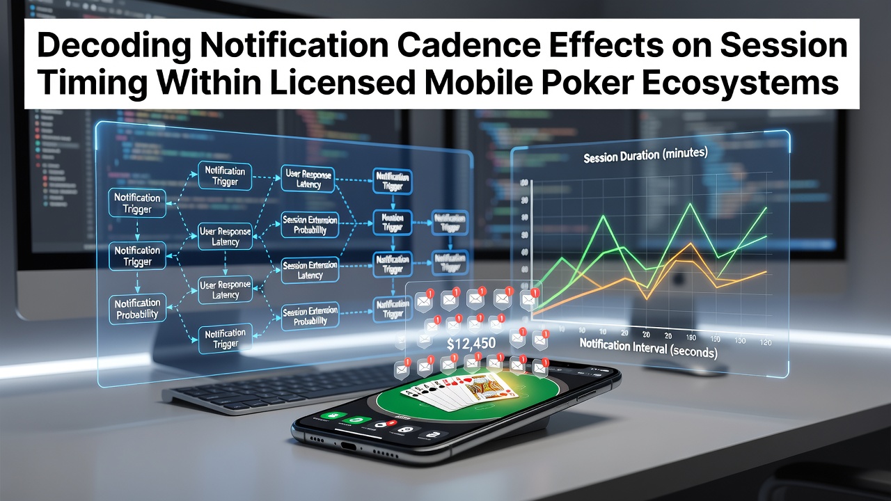 Mobile poker interface showing notification settings and session timers on a licensed app
