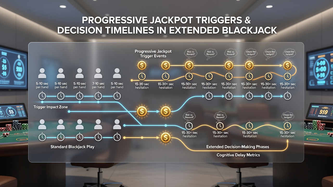 Analytics dashboard displaying decision time distributions during progressive blackjack sessions on mobile devices