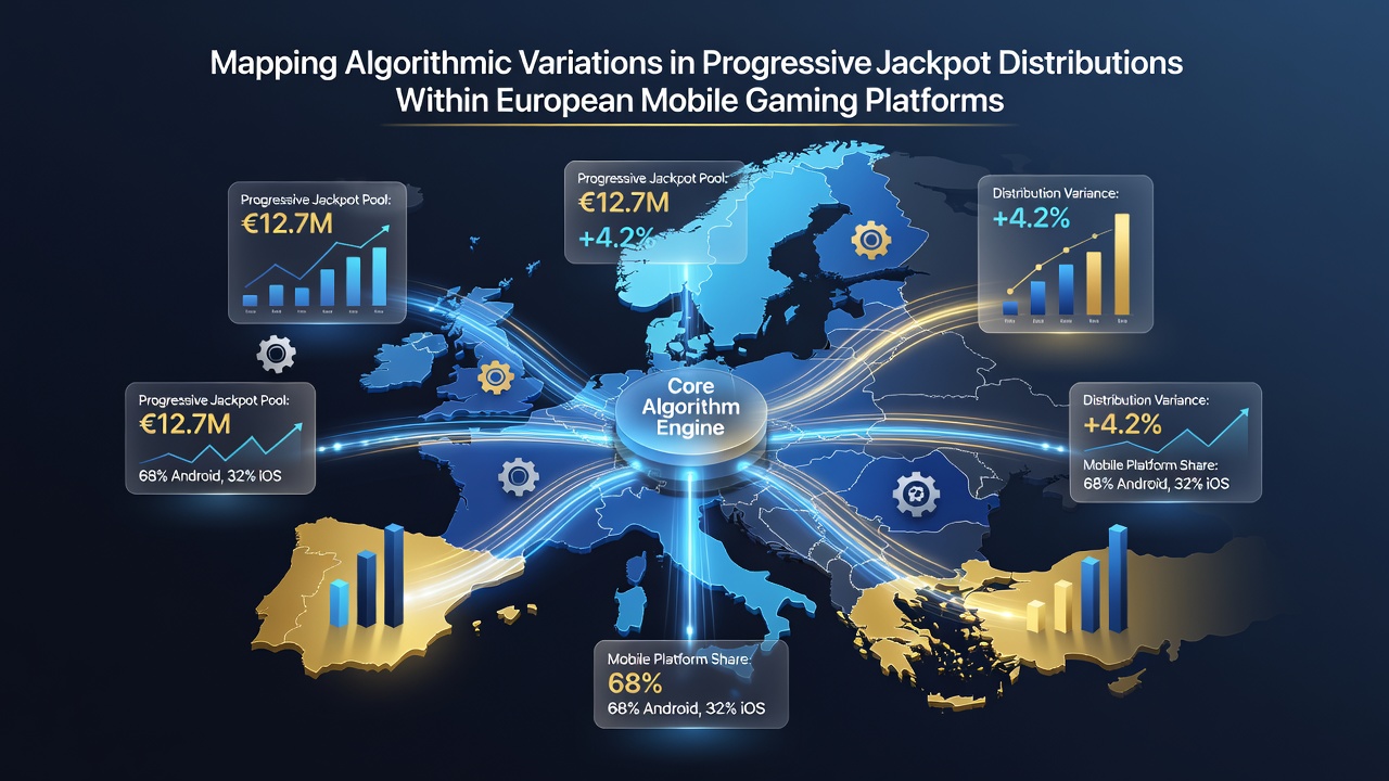 Mobile interface showing real-time progressive jackpot tracking and distribution mapping