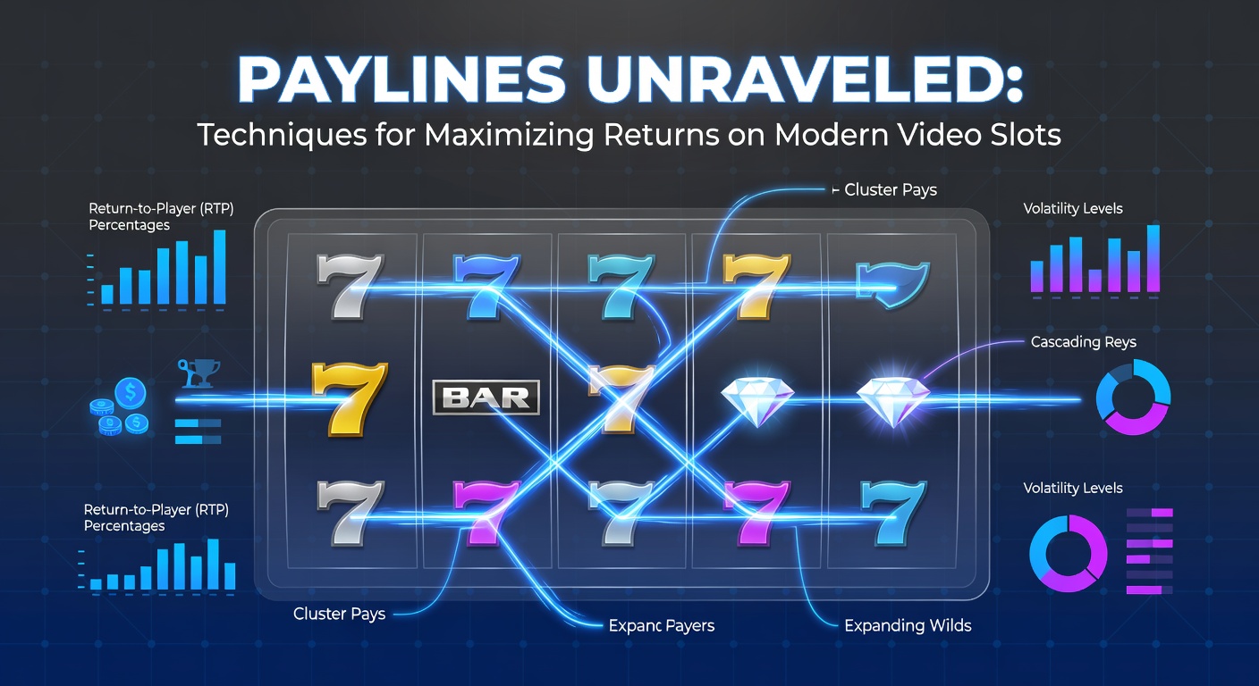 Vibrant modern video slot screen showing active paylines lighting up during a spin, with symbols aligning across multiple lines