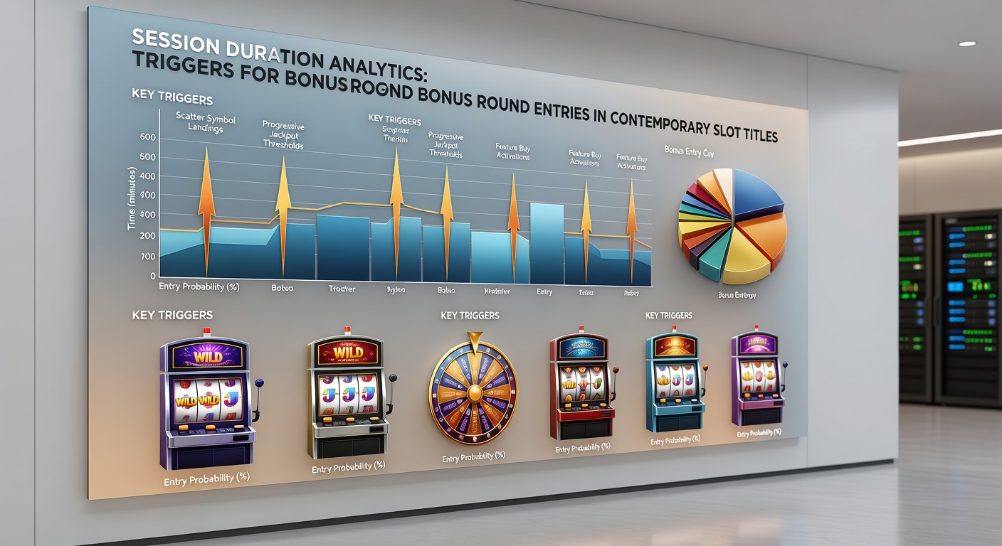 Illustration of slot game interface with session analytics overlay highlighting bonus triggers